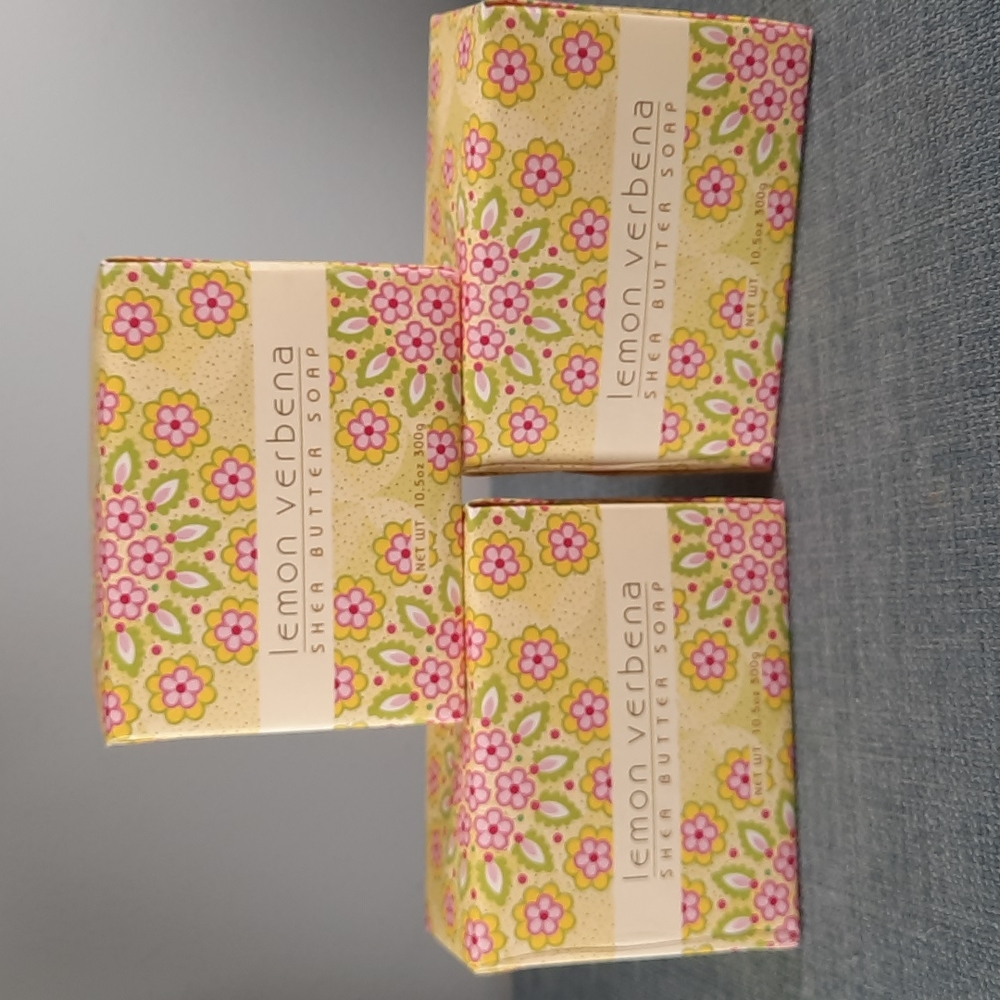 Lemon Verbena Shea Butter Spa Bath Bar Soap Set 3 Bars10.5oz Cocoa Butter NWT